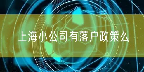 上海小公司有落户政策么