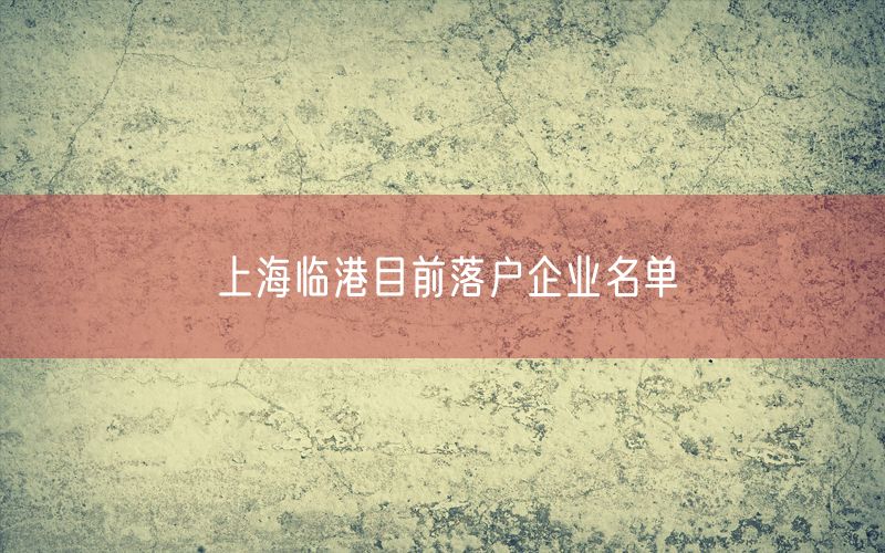 上海临港目前落户企业名单