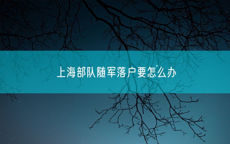 上海部队随军落户要怎么办