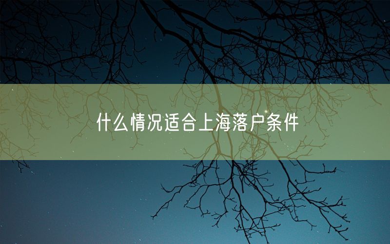 什么情况适合上海落户条件