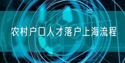 农村户口人才落户上海流程