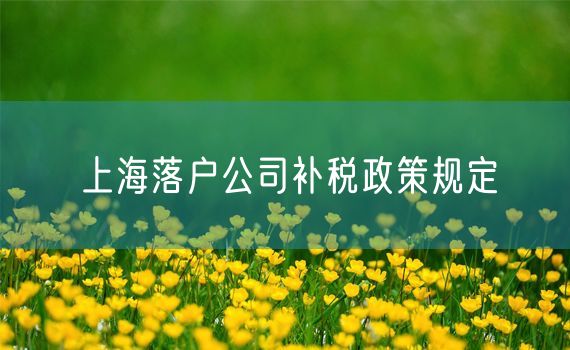 上海落户公司补税政策规定