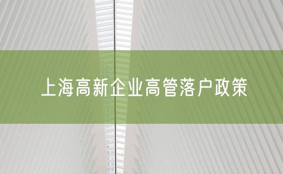 上海高新企业高管落户政策