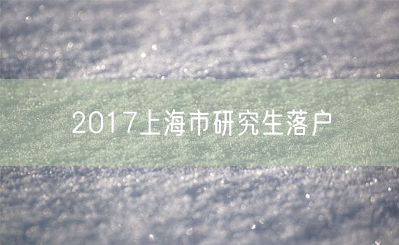 2017上海市研究生落户