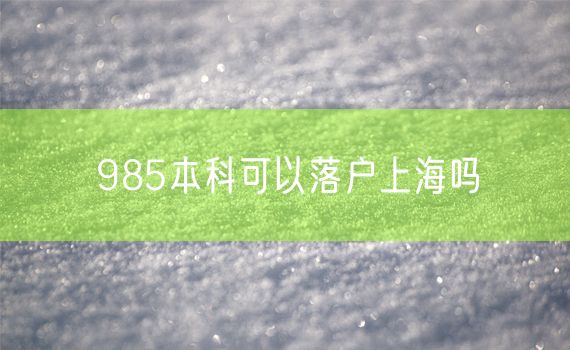 985本科可以落户上海吗