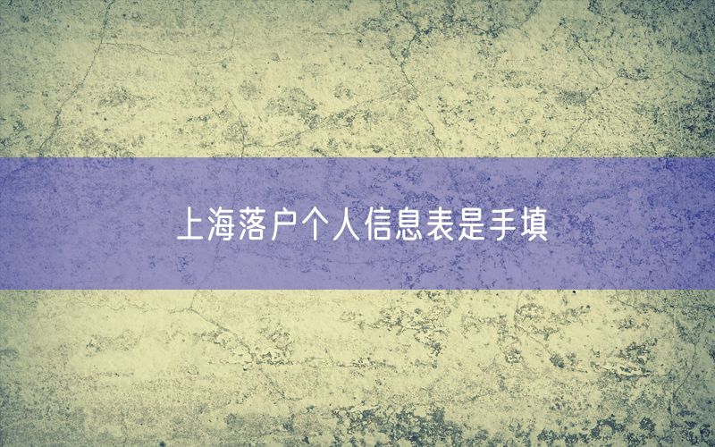 上海落户个人信息表是手填