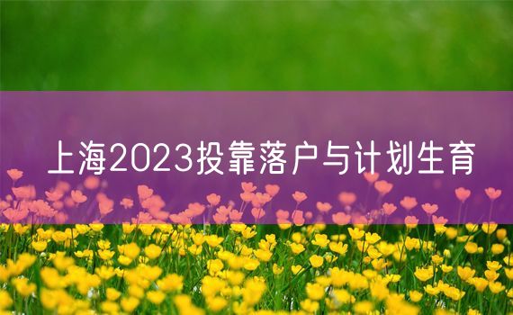 上海2023投靠落户与计划生育