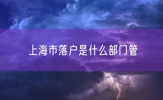 上海市落户是什么部门管