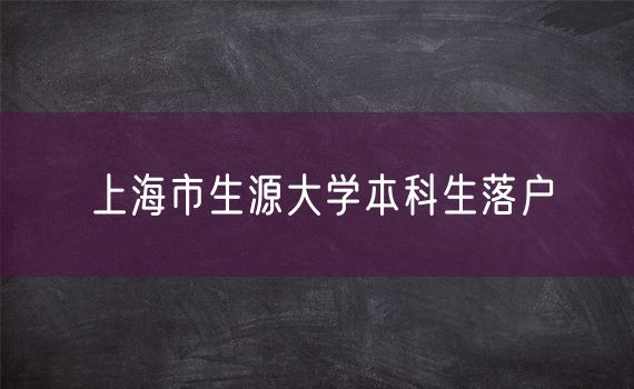 上海市生源大学本科生落户