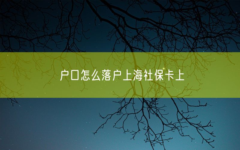 户口怎么落户上海社保卡上