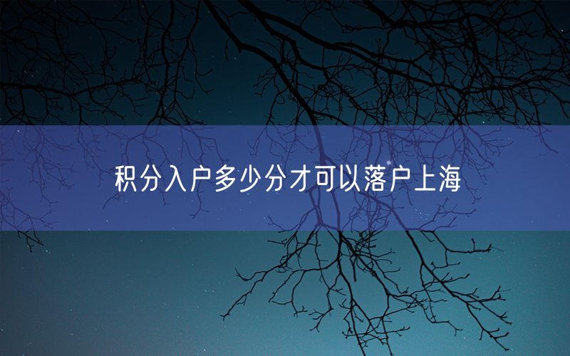 积分入户多少分才可以落户上海