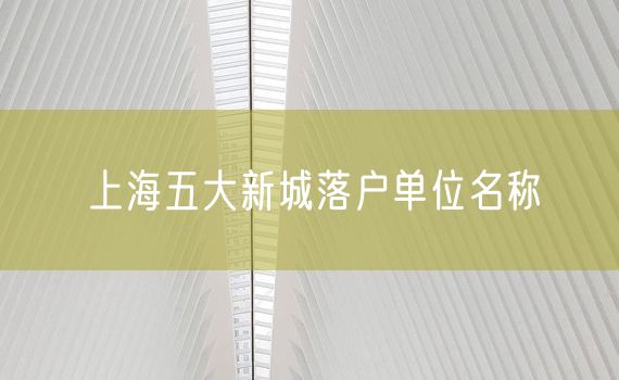 上海五大新城落户单位名称