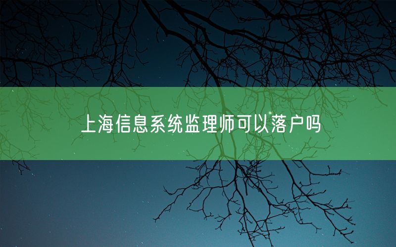 上海信息系统监理师可以落户吗