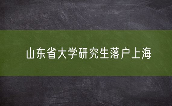 山东省大学研究生落户上海