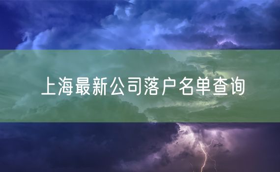 上海最新公司落户名单查询