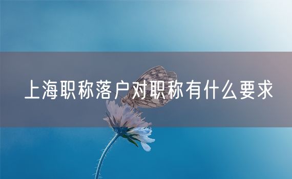 上海职称落户对职称有什么要求