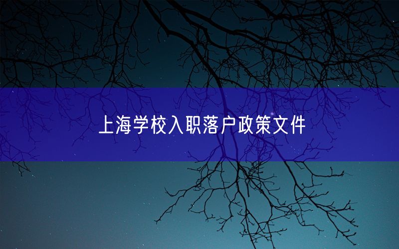 上海学校入职落户政策文件