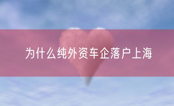 为什么纯外资车企落户上海