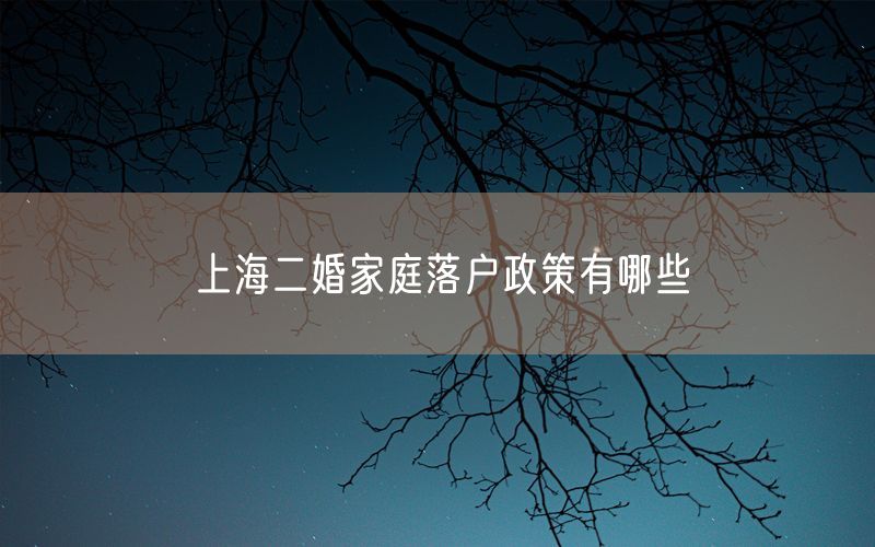 上海二婚家庭落户政策有哪些