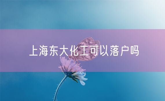 上海东大化工可以落户吗