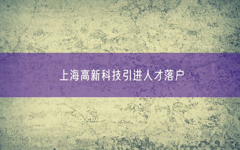 上海高新科技引进人才落户