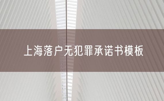 上海落户无犯罪承诺书模板