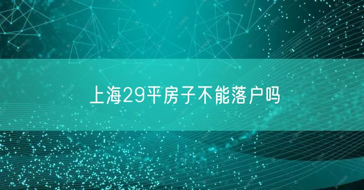 上海29平房子不能落户吗