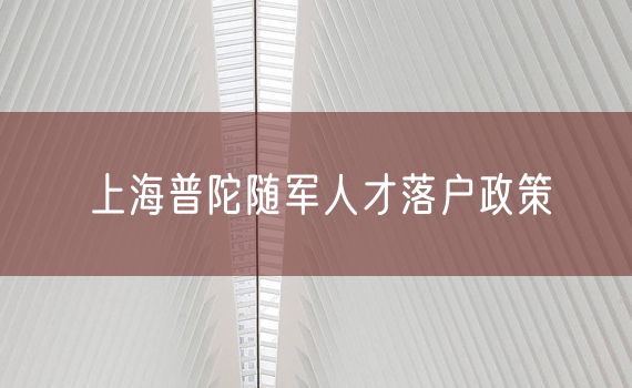 上海普陀随军人才落户政策