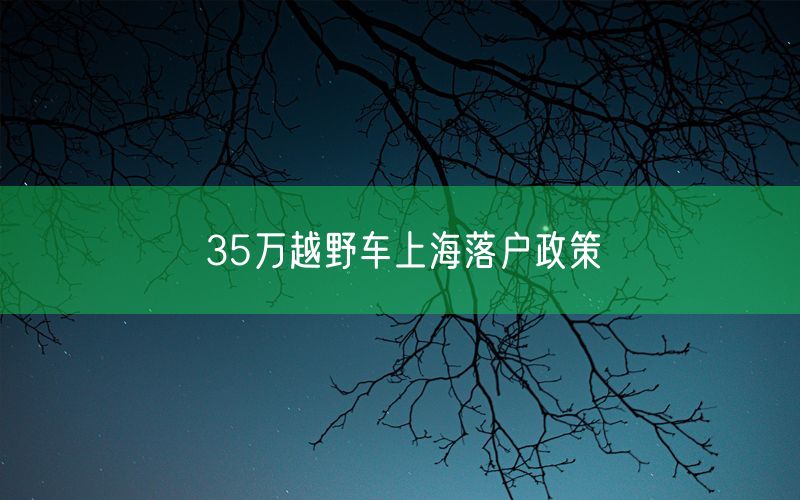 35万越野车上海落户政策