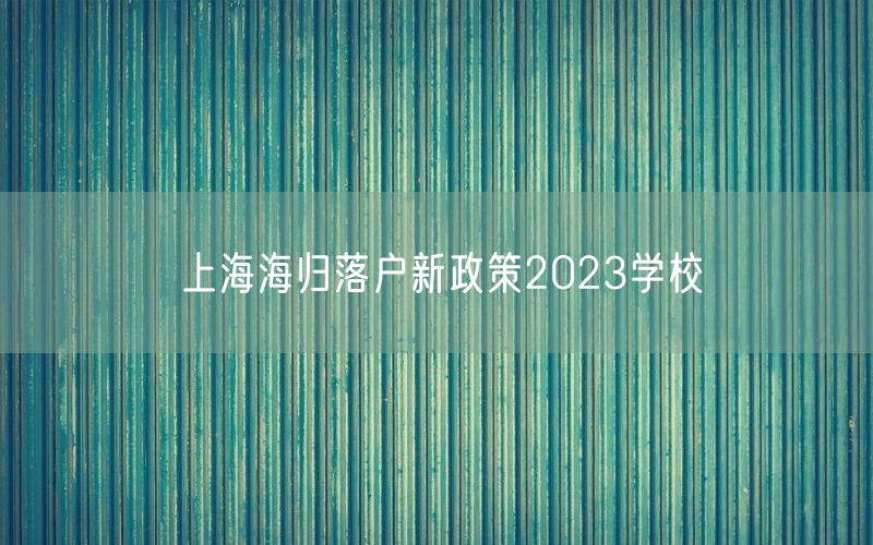 上海海归落户新政策2023学校