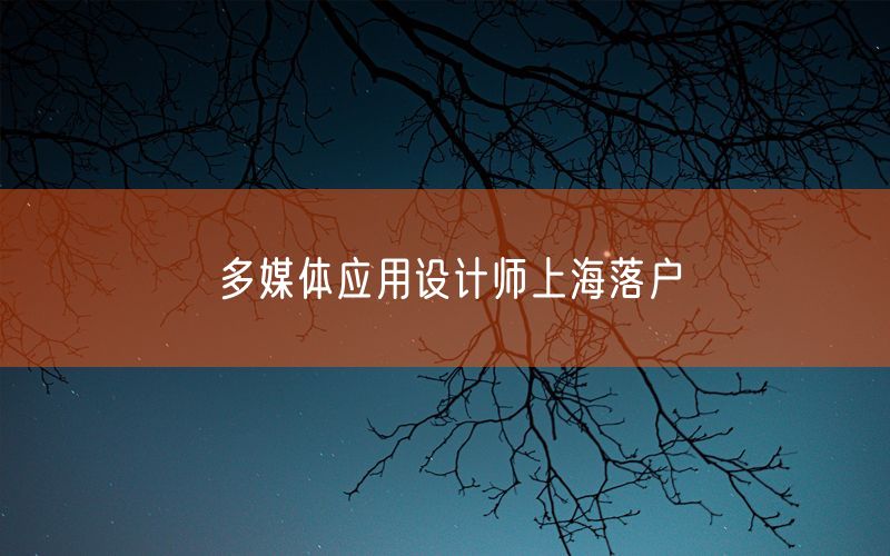 多媒体应用设计师上海落户