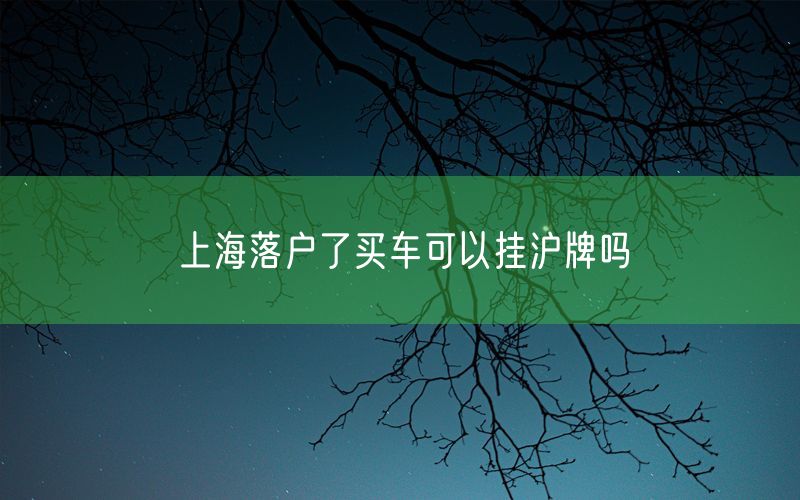 上海落户了买车可以挂沪牌吗