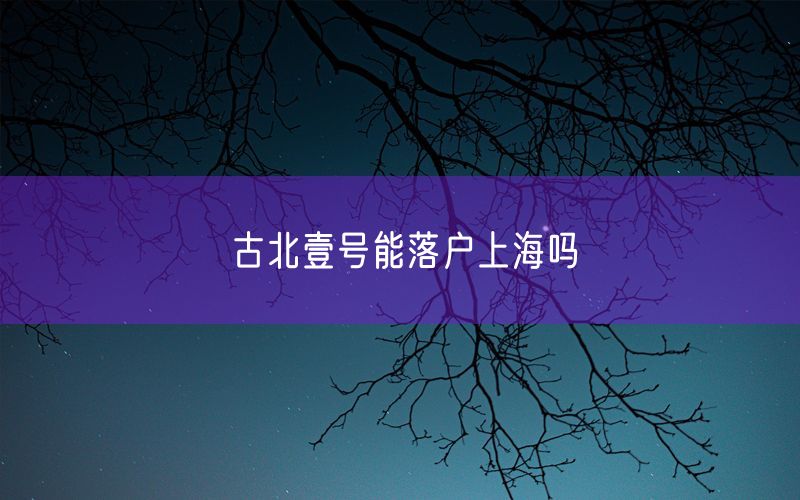 古北壹号能落户上海吗