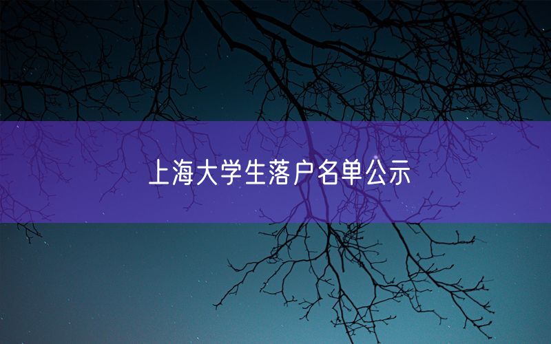 上海大学生落户名单公示