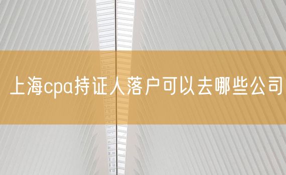 上海cpa持证人落户可以去哪些公司