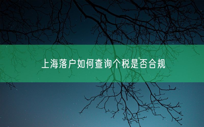 上海落户如何查询个税是否合规