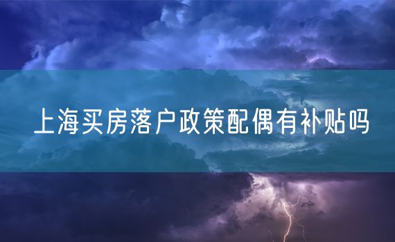 上海买房落户政策配偶有补贴吗