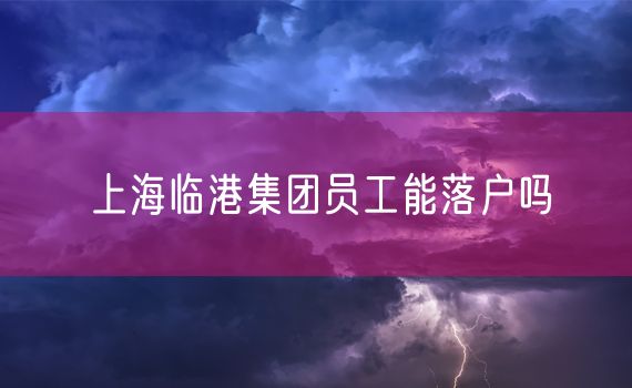 上海临港集团员工能落户吗