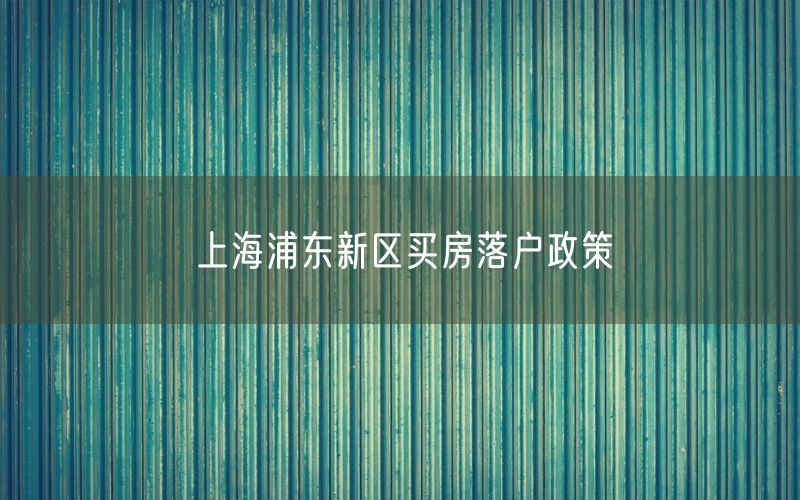 上海浦东新区买房落户政策