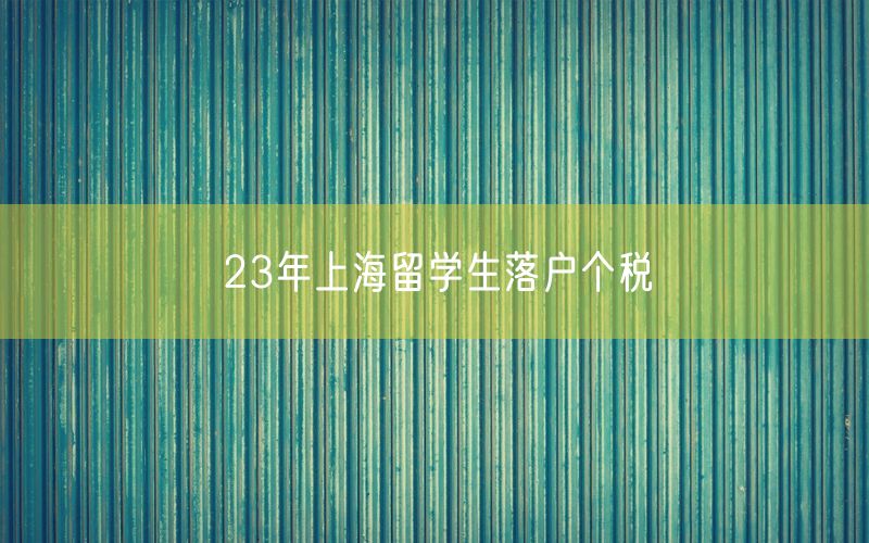 23年上海留学生落户个税