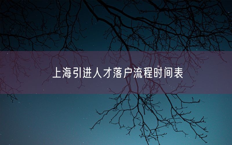 上海引进人才落户流程时间表