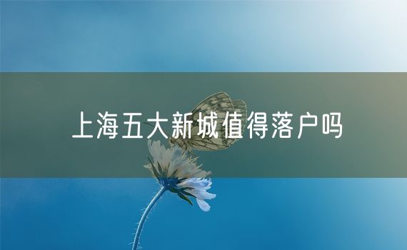 上海五大新城值得落户吗