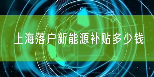 上海落户新能源补贴多少钱