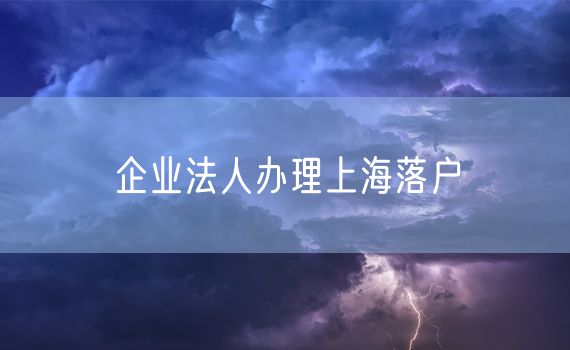 企业法人办理上海落户