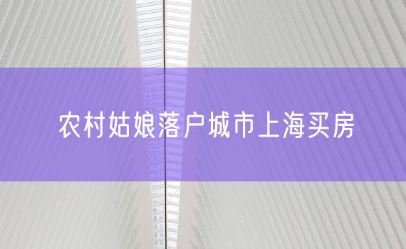 农村姑娘落户城市上海买房