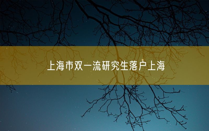 上海市双一流研究生落户上海