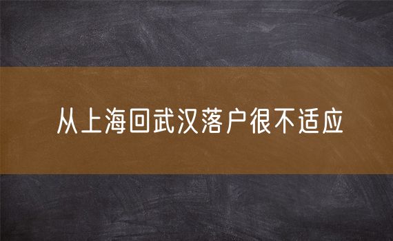 从上海回武汉落户很不适应