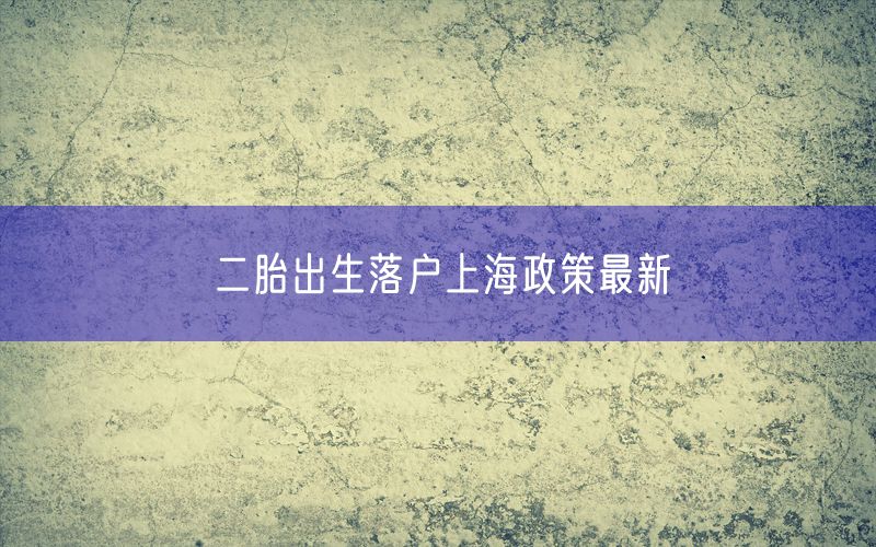 二胎出生落户上海政策最新