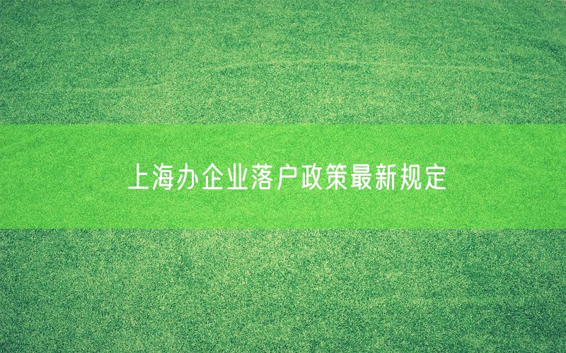 上海办企业落户政策最新规定