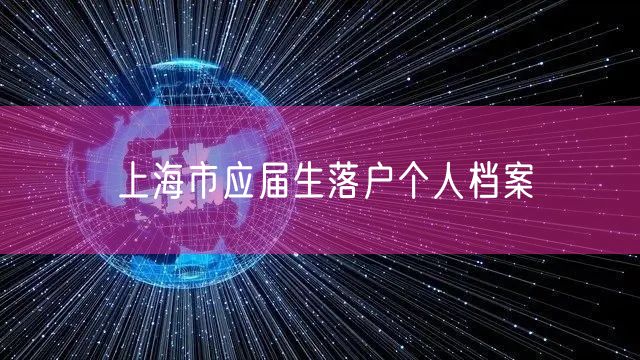 上海市应届生落户个人档案